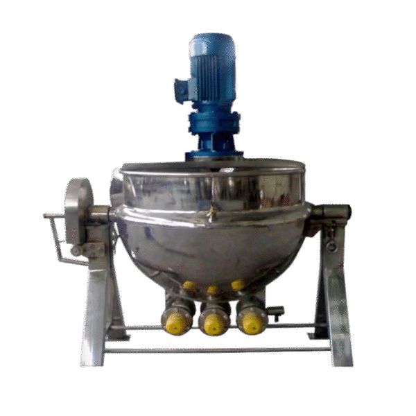 Nồi nấu hơi 2 lớp bán nguyệt đứng có cánh khuấy